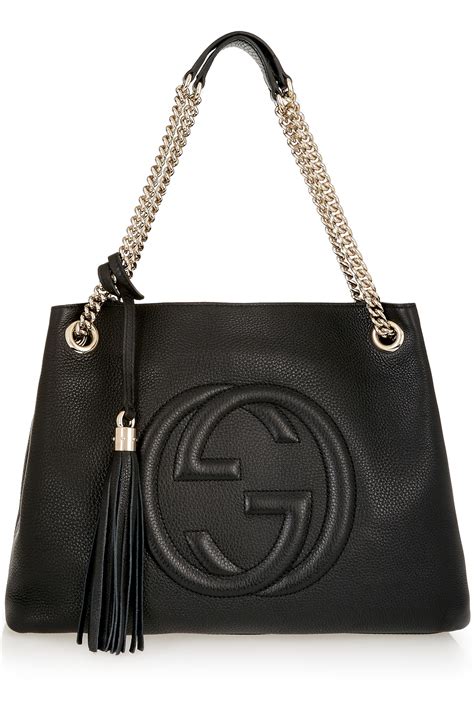 gucci gal black rll ღ by shop lavishdolce|Gucci leather shoulder bag.